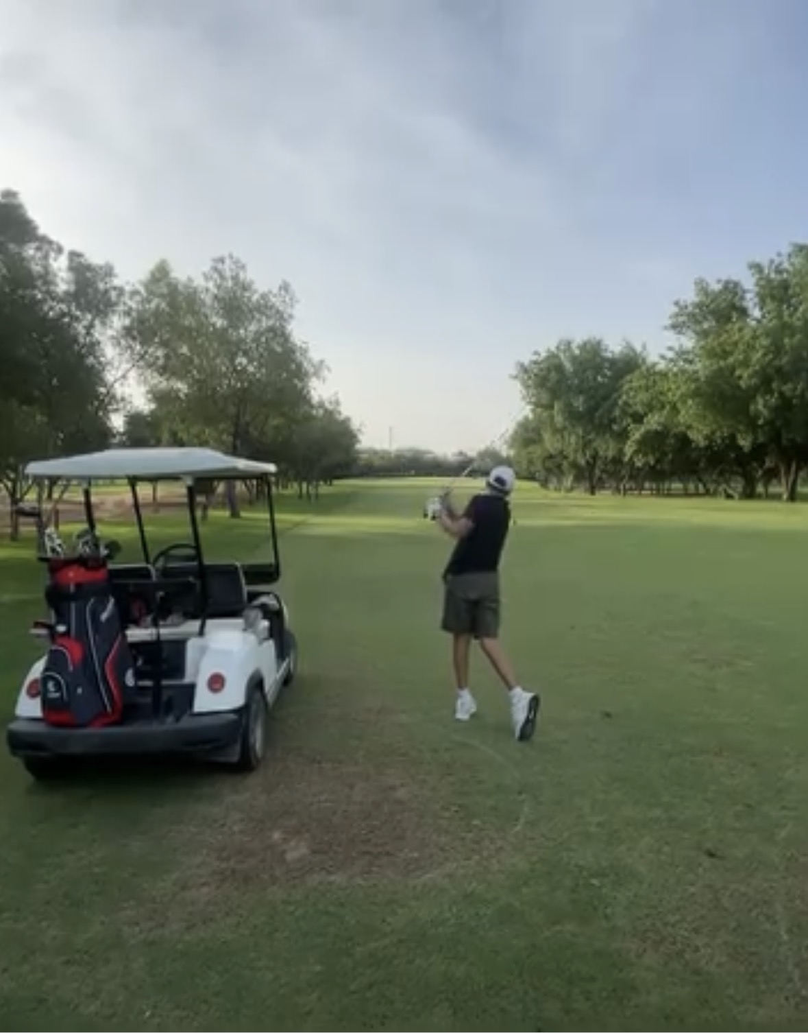 Playing golf